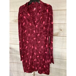 Brand New Jenni Women's Size Medium Purple Button Up Sleep Shirt Dress Stretch